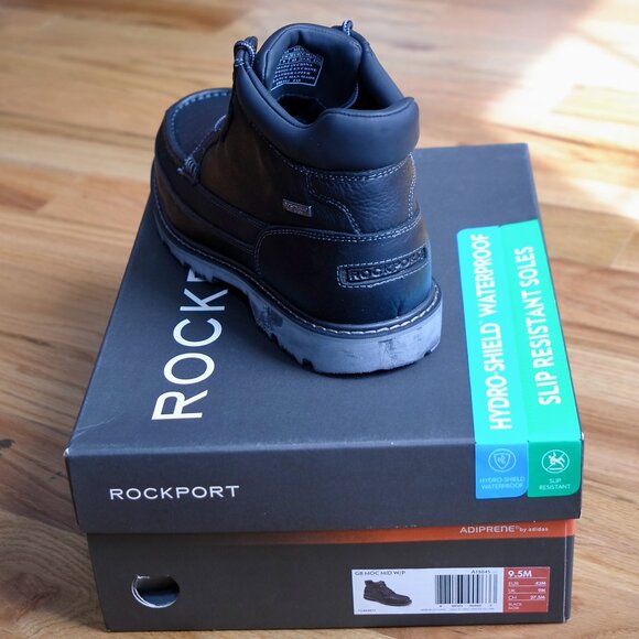 Rockport NEW Waterproof Adiprene Slip-Resistant GB MOC Black Boot 9.5M A13045 - Picture 10 of 11